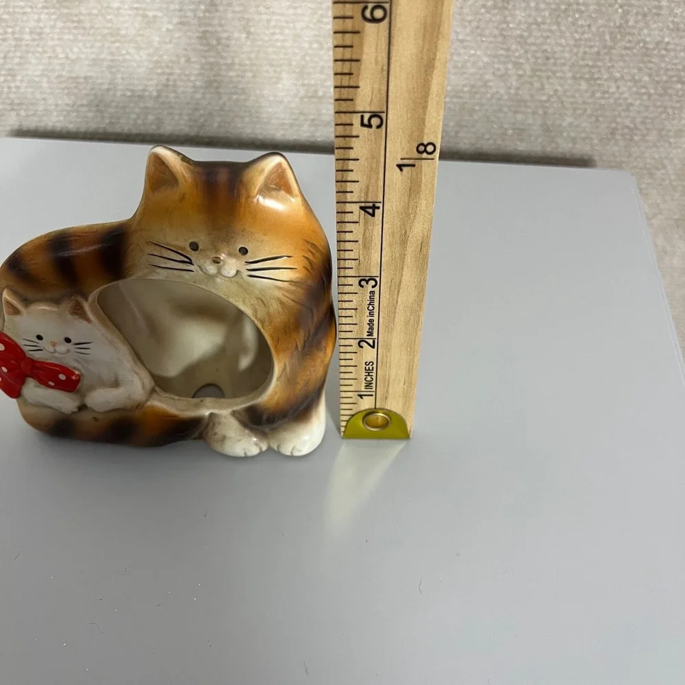 Vintage Made in Japan Kitchy Cats Slide In‎ Ceramic Photo Frame